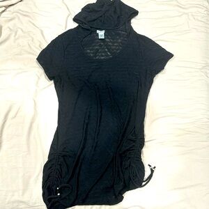 Black Hooded Swim Coverup